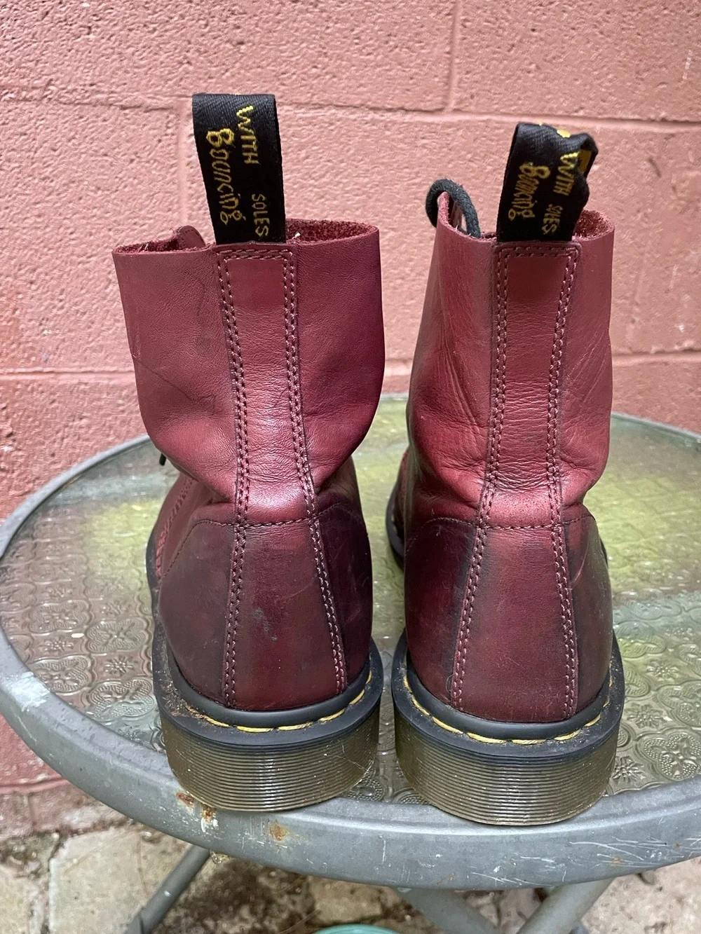 Dr Martens 1460 Pascal Burgundy Red Leather Combat Boots Size 11 Men’s